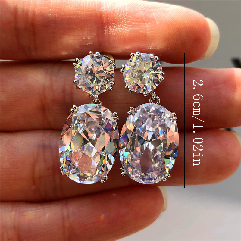 Large Zirconia Earrings on Copper Base